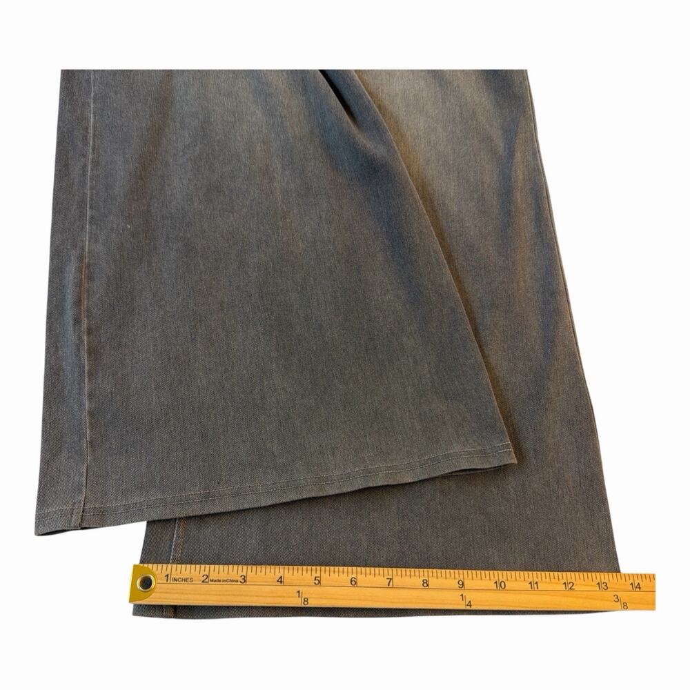 Halara Wide Leg Denim Jeans XL Petite Gray Hi-Rise Pull On Stretch Baggy Pockets - Picture 7 of 9